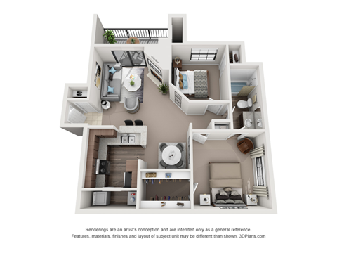 Two Bedroom One Bathroom Floorplan 881